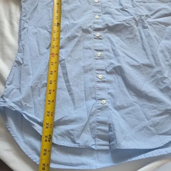Gap Boyfriend Fit Blue Pinstripe Band Collar Shirt XS - Picture 6 of 7
